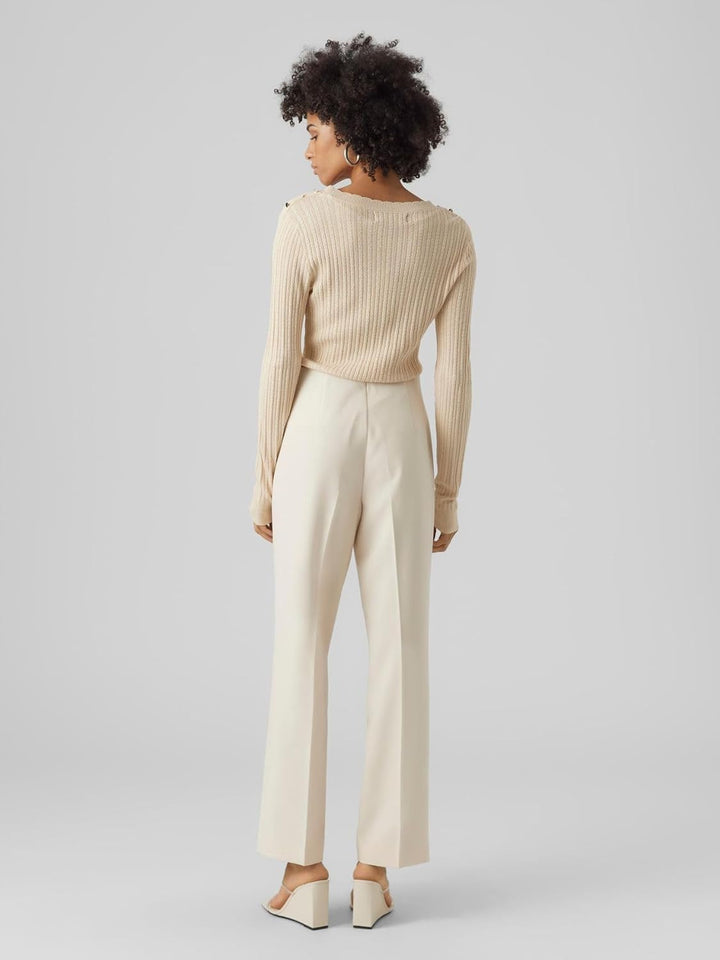 VERO MODA Damen Vmglory Ls O-Neck Button Ga Boo Pullover S Birch/Detail:w. Gold Buttons, S Birch/Det
