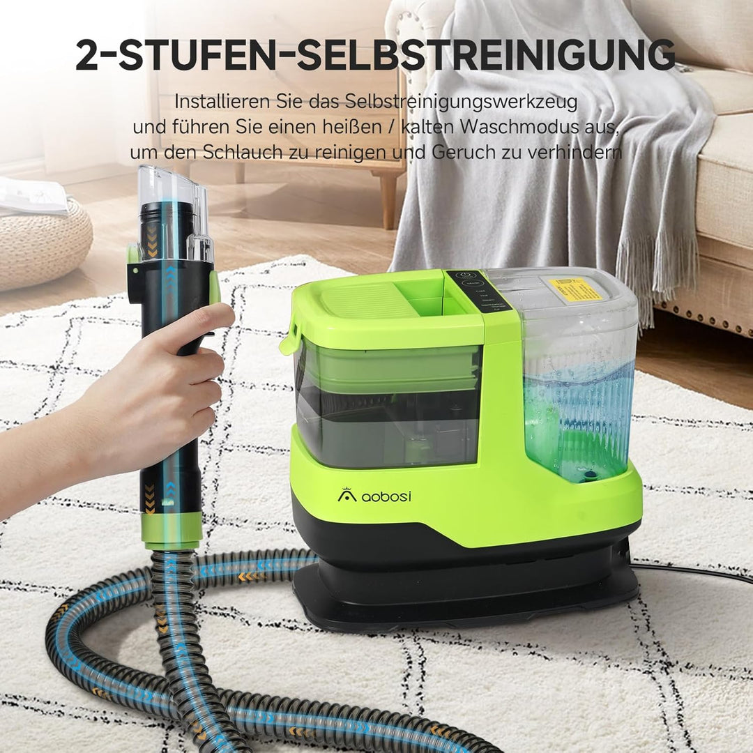 Polsterreiniger Gerät mit Heissdampf & 17KPa - 1800W Waschsauger Teppichreiniger mit Sprachfunktion