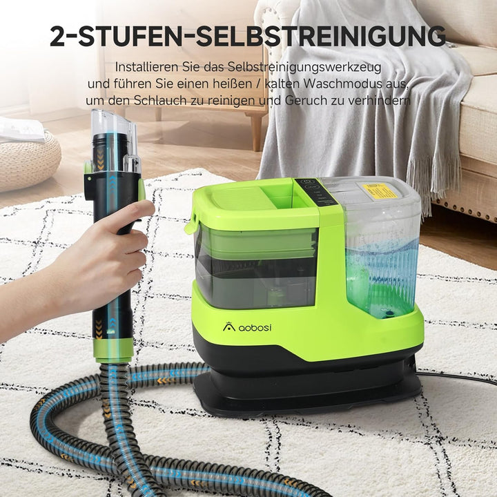 Polsterreiniger Gerät mit Heissdampf & 17KPa - 1800W Waschsauger Teppichreiniger mit Sprachfunktion