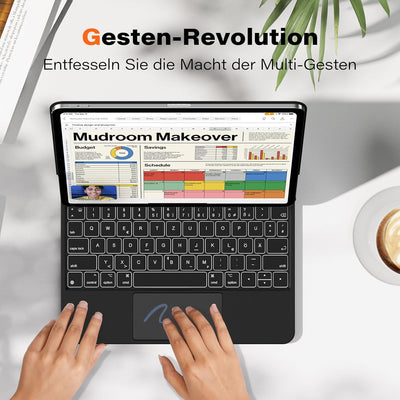 APPS2Car Magic Keyboard für iPad Pro 12.9,Magnetisch Schwebende iPad Pro-Hülle Mit Tastatur,Hintergr
