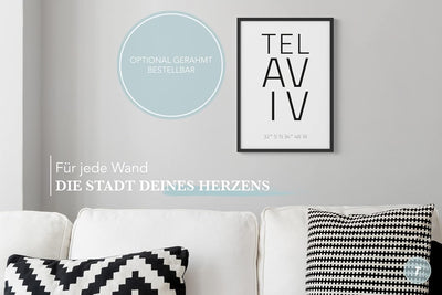 Papierschmiede® Geo Poster Koordinaten Tel Aviv, A1 Stadt Poster als Wanddeko für Wohnzimmer Schlafz