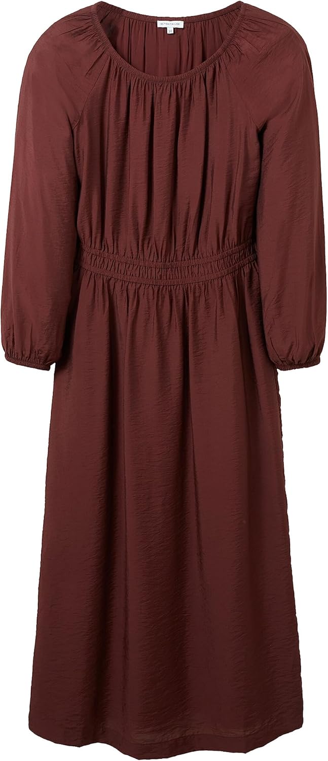 TOM TAILOR Damen Maxikleid mit Raffung, 30337 - Raisin