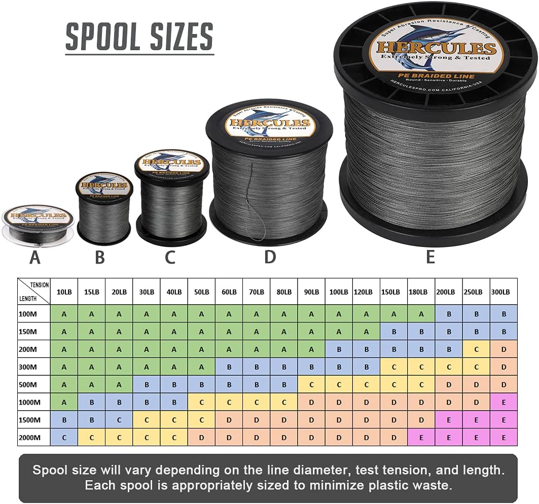 HERCULES Super Cast 100m - 2000m Yards Geflochtene Angelschnur 10lb - 300lb Test für Salzwasser Süss