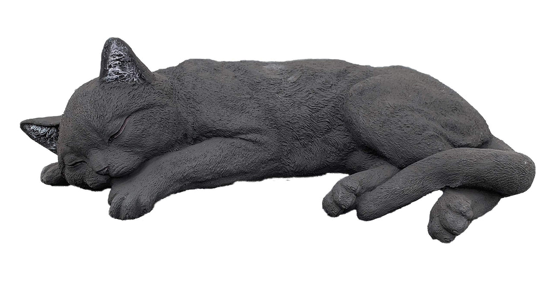 Stone and Style Steinfigur grosse Schwarze Katze schlafend Gartenfigur frostfest wetterfest