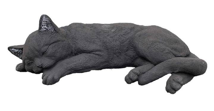 Stone and Style Steinfigur grosse Schwarze Katze schlafend Gartenfigur frostfest wetterfest