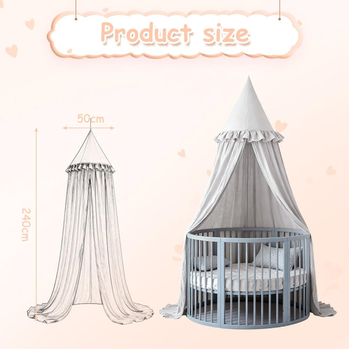 HOTUT Baldachin Kinderzimmer Vintage,Prinzessin Kinderbetthimmel mit Rüschen,Betthimmel Babybett Kin