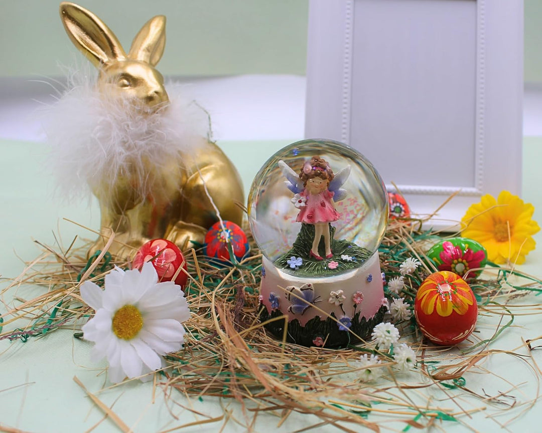 Dekohelden24 Schneekugel, Schüttelkugel, Fabelwesen - Schneekugel, Schneekugel mit Blumenmädchen, El