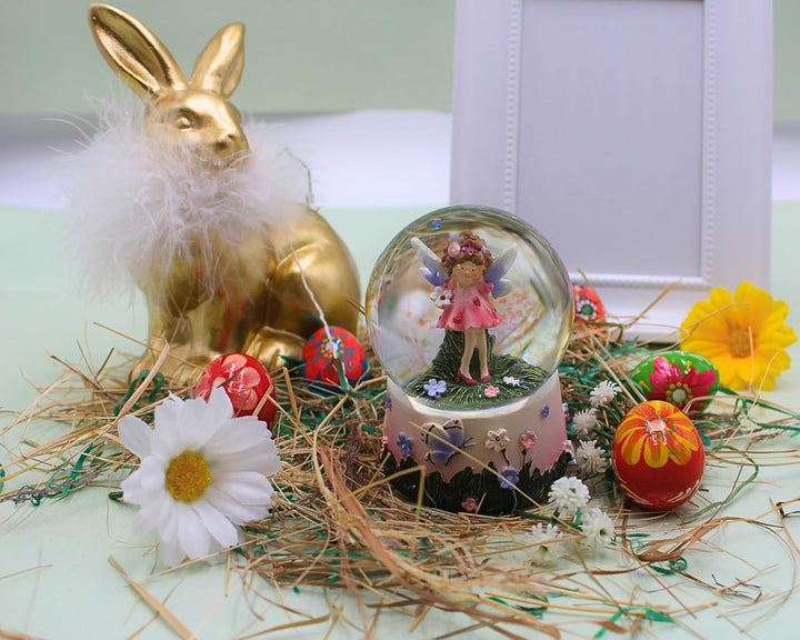 Dekohelden24 Schneekugel, Schüttelkugel, Fabelwesen - Schneekugel, Schneekugel mit Blumenmädchen, El