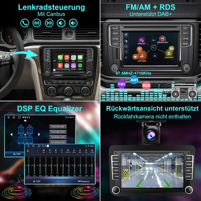 Jimtour Bluetooth Autoradio Mit Bildschirm für Golf 5 6 VW Polo T5 Passat Touran Seat Mit Navi WLAN,