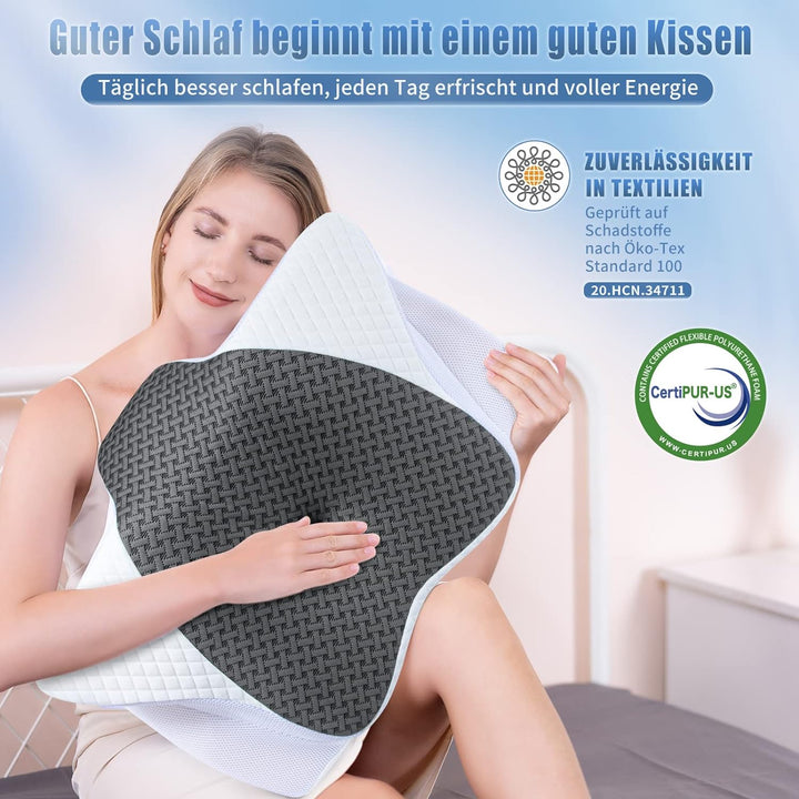 SAHEYER Nackenkissen, Memory Foam Kissen Seitenschläferkissen Ergonomisches Orthopädisches Nackenstü