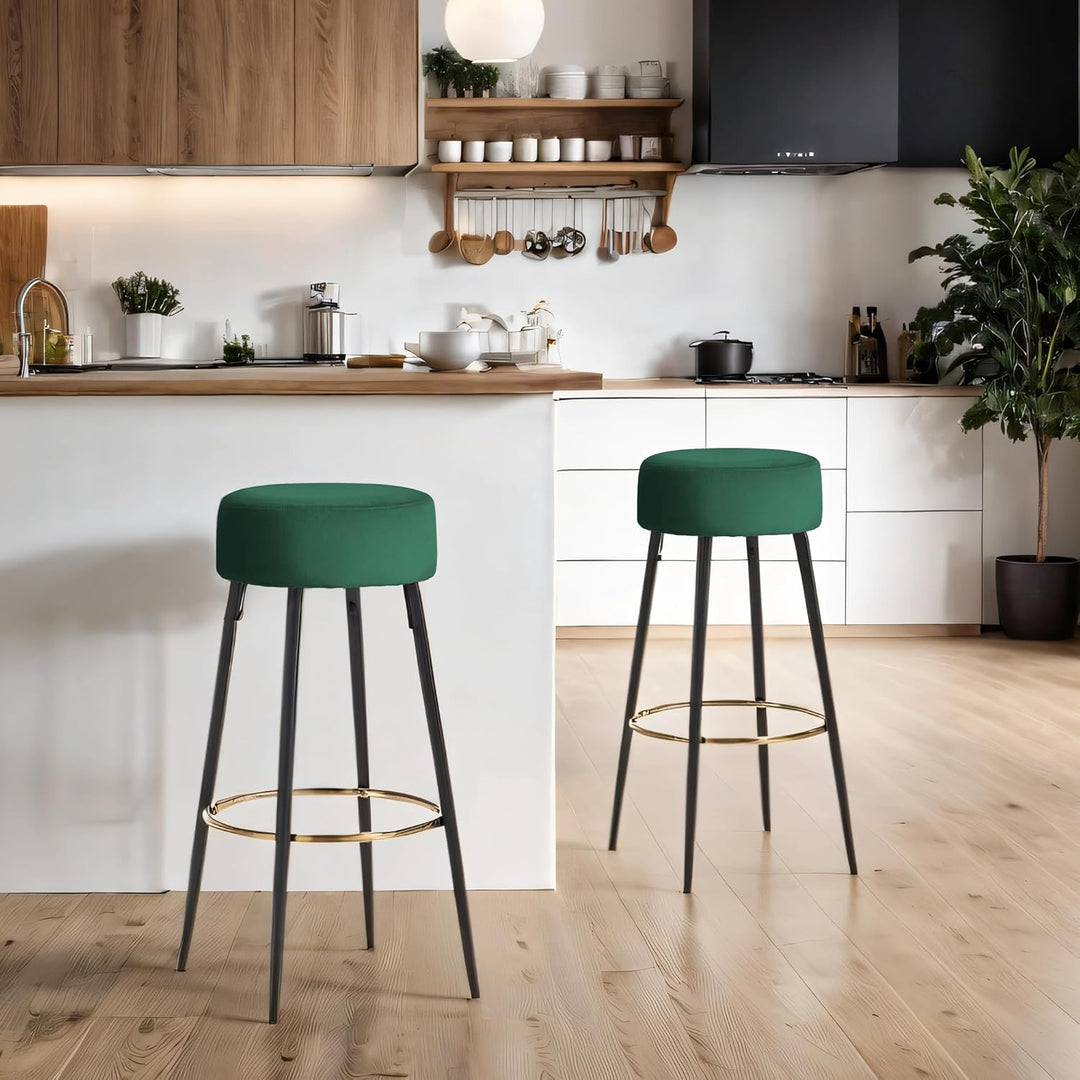 Duhome Barhocker 2er Set Barstühle Runde Tresenhocker Samt Bistrohocker mit Fussstütze für Bistro Kü