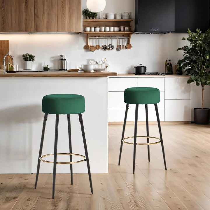 Duhome Barhocker 2er Set Barstühle Runde Tresenhocker Samt Bistrohocker mit Fussstütze für Bistro Kü