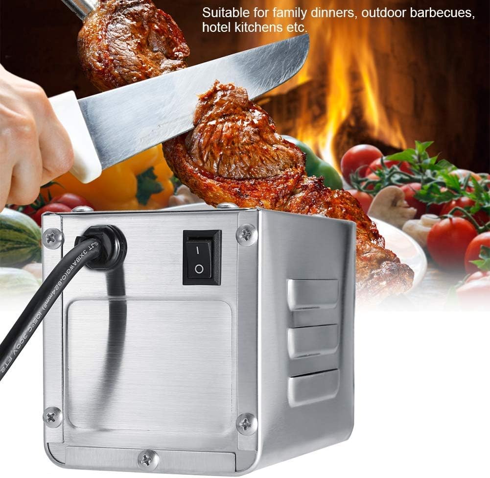 Zerodis Grillspiess Set, 50-70KGF Outdoor Rotisserie Kit Edelstahl BBQ Rotisserie Motor Elektro Roas