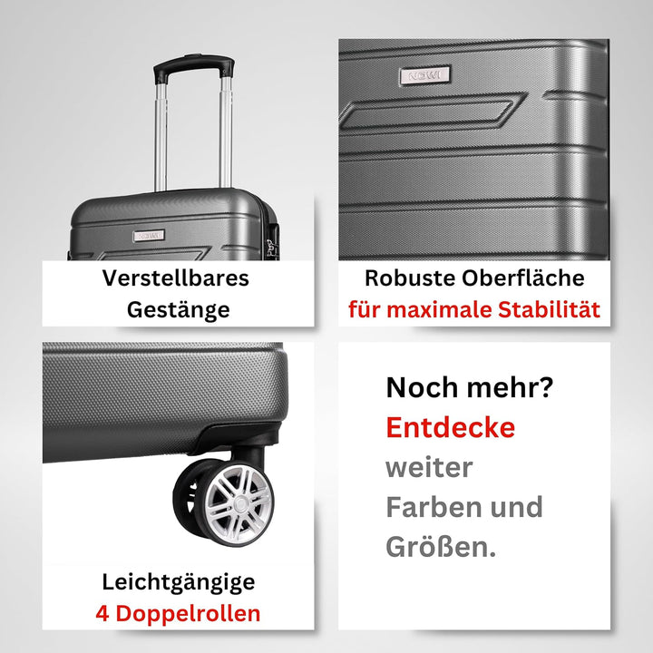 NOWI Bergamo Reisekoffer - Wasserabweisend, 8 Rollen 360° Drehbar, Teleskopgestänge, Voll gefütterte