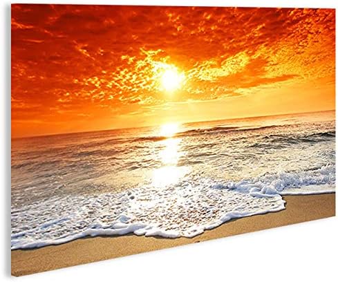 islandburner Bild Bilder auf Leinwand Sonnenuntergang am Meer 1p XXL Poster Leinwandbild Wandbild De