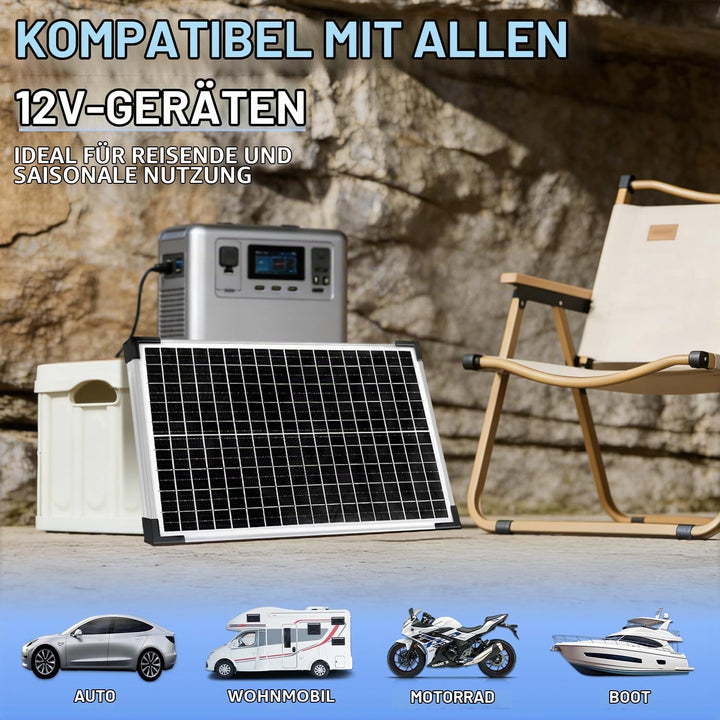 30W Mono Solarpanel Kit 12V Monokristallines Solarmodule System-set Solaranlage Komplettset 12 Volt