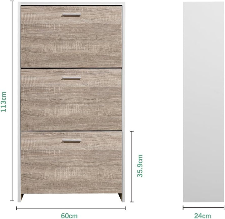 CASABEL Schuhschrank für 18 Paar – grosse Kapazität für Eingangsbereich – L 60 x T 24 x H 113 cm – T