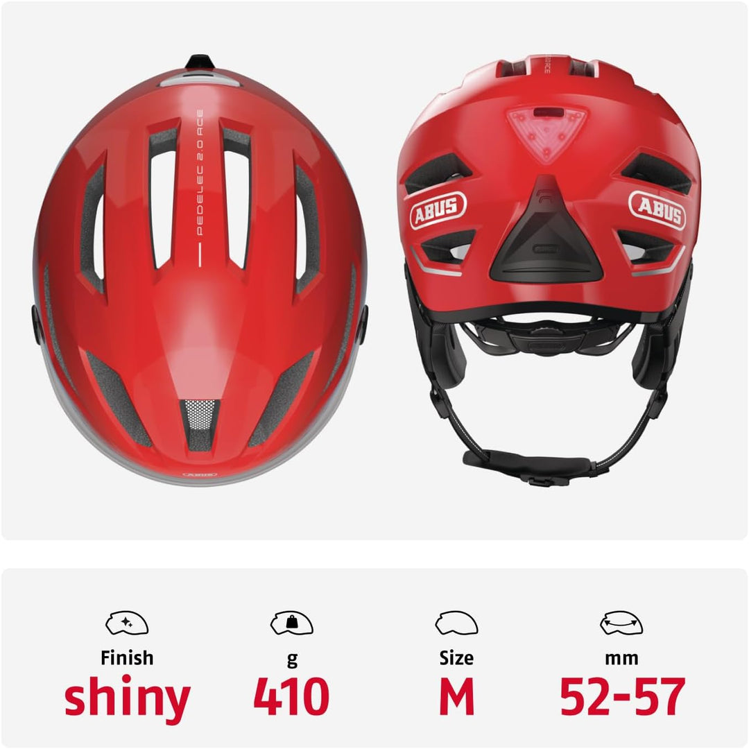 ABUS Stadthelm Pedelec 2.0 ACE - Fahrradhelm mit Rücklicht, Visier, Regenhaube, Ohrenschutz - für Da