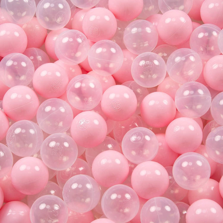 KiddyMoon 700 ∅ 7Cm Kinder Bälle Spielbälle Für Bällebad Baby Plastikbälle Made In EU, Rosa/Transpar
