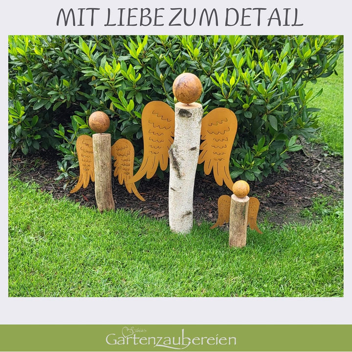 Storm's Gartenzaubereien Rost Engel mit Flügel und Kopf 25x33cm - Bausatz Deko Engelsflügel für Kami