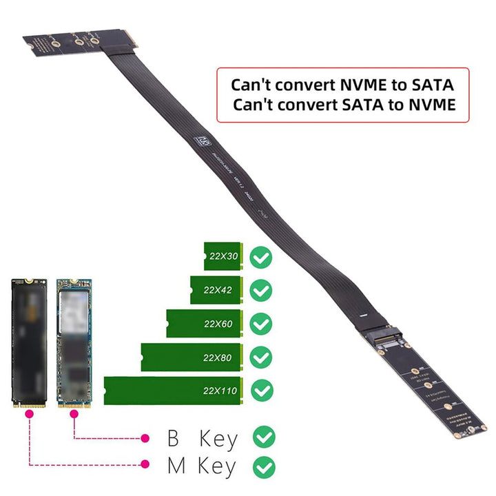 cablecc PCI-E 4.0 NVME NGFF M-Key Stecker auf Buchse, Verlängerung, 30 cm, rechtwinklig, Typ PCI-Exp