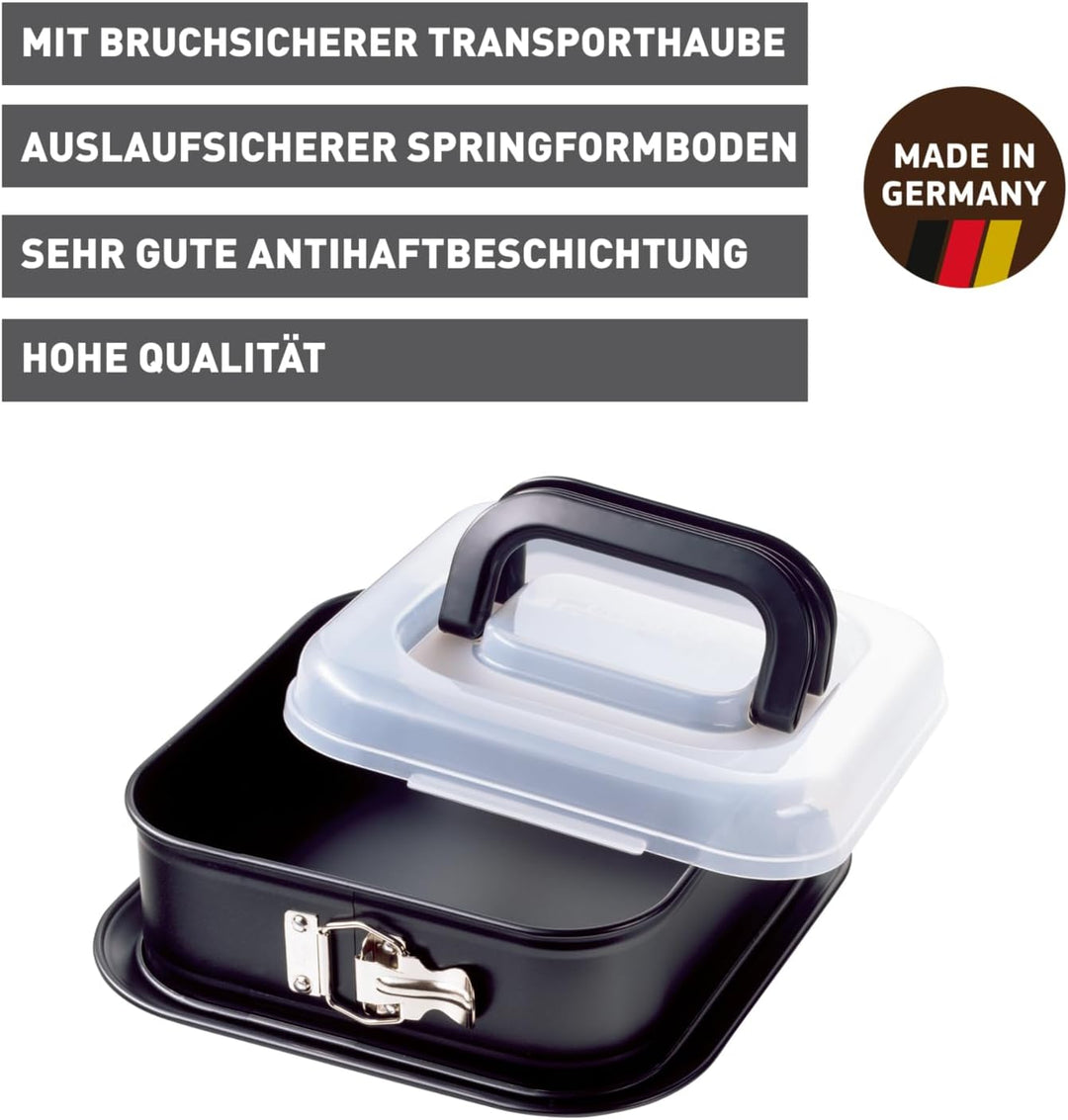 Original Kaiser Inspiration Springform eckig 24 x 24 cm, quadratische Backform mit Deckel, Tiramisu