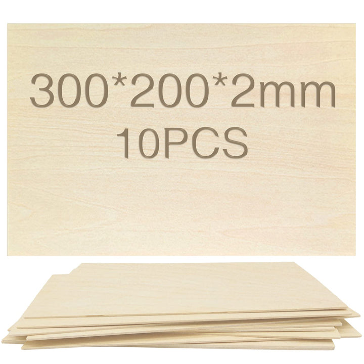 OWLKELA Lindenholz, 10 Stücke 300 * 200 * 2mm, Bastelholzplatten - Holzausschnitte zum Basteln, idea