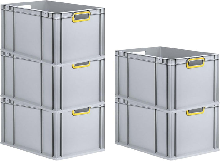 SuperSparSet 5x Eurobox NextGen Color | HxBxT 32x40x60cm | 65 Liter | Griffe gelb offen | Verstärkte
