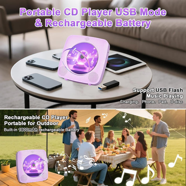 Gueray Tragbarer CD Player Tragbar : Radio CD Players Kinder CD-Player Discman mit 1800mAh Akku Laut
