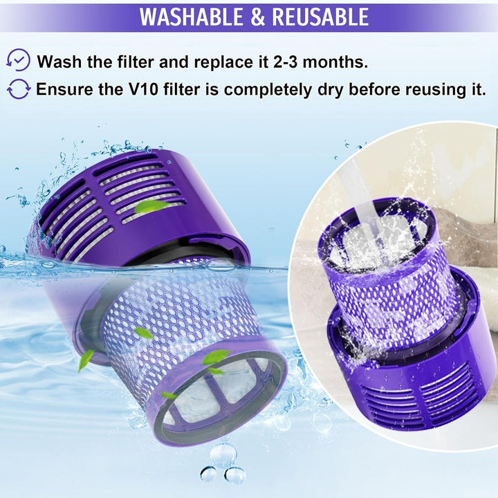 Rebirthcare 3 stück filters für dyson v10 sv12, für dyson v10 cyclone absolute animal, v10 motorhead