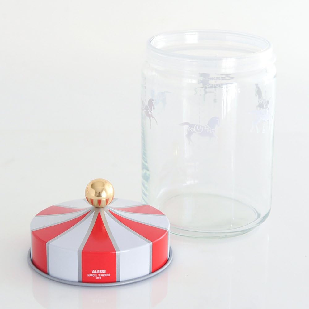 Alessi Circus MW30/100 - Design Hermetisches Glas, aus Seiden-Screened-Glas mit Beilbanddeckel, 100