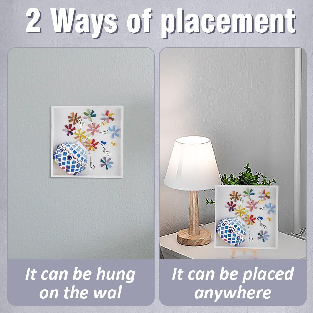 WEBEEDY DIY Mosaik Malset Handgemachtes Blumenvasenmuster Quadratischer Rahmen Mosaikkunst Und Handw