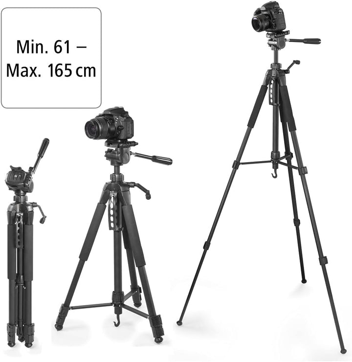 Hama Stativ Kamera "Action 165 3D" (Leichtes Fotostativ inkl. Handy-Halterung, Tripod mit 61-165cm H