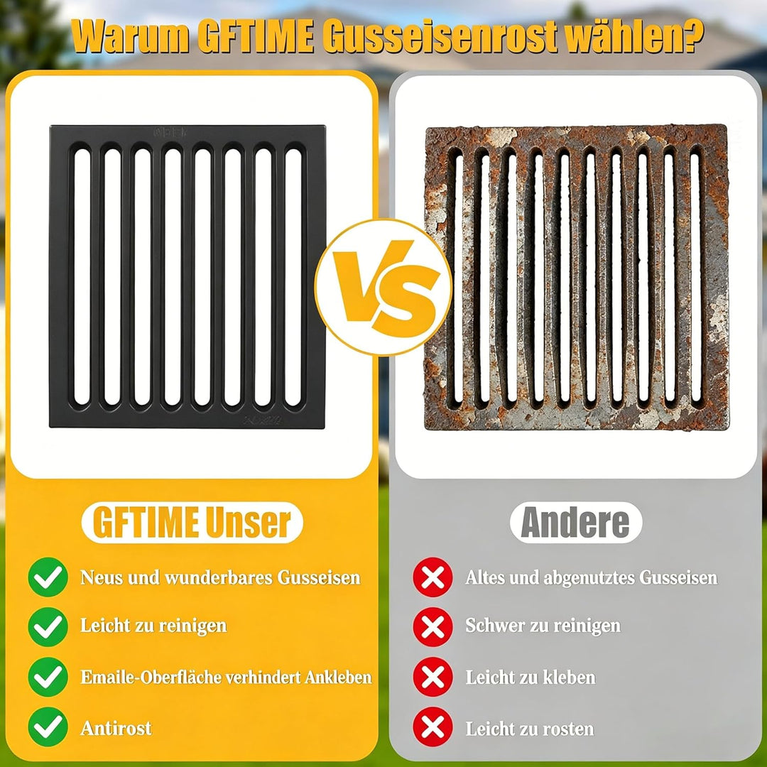 GFTIME Gusseisen Kaminrost 22x 20 cm Feuerrost Ofenrost Aus Massivem Gusseisen, Kamin Feuerrost für