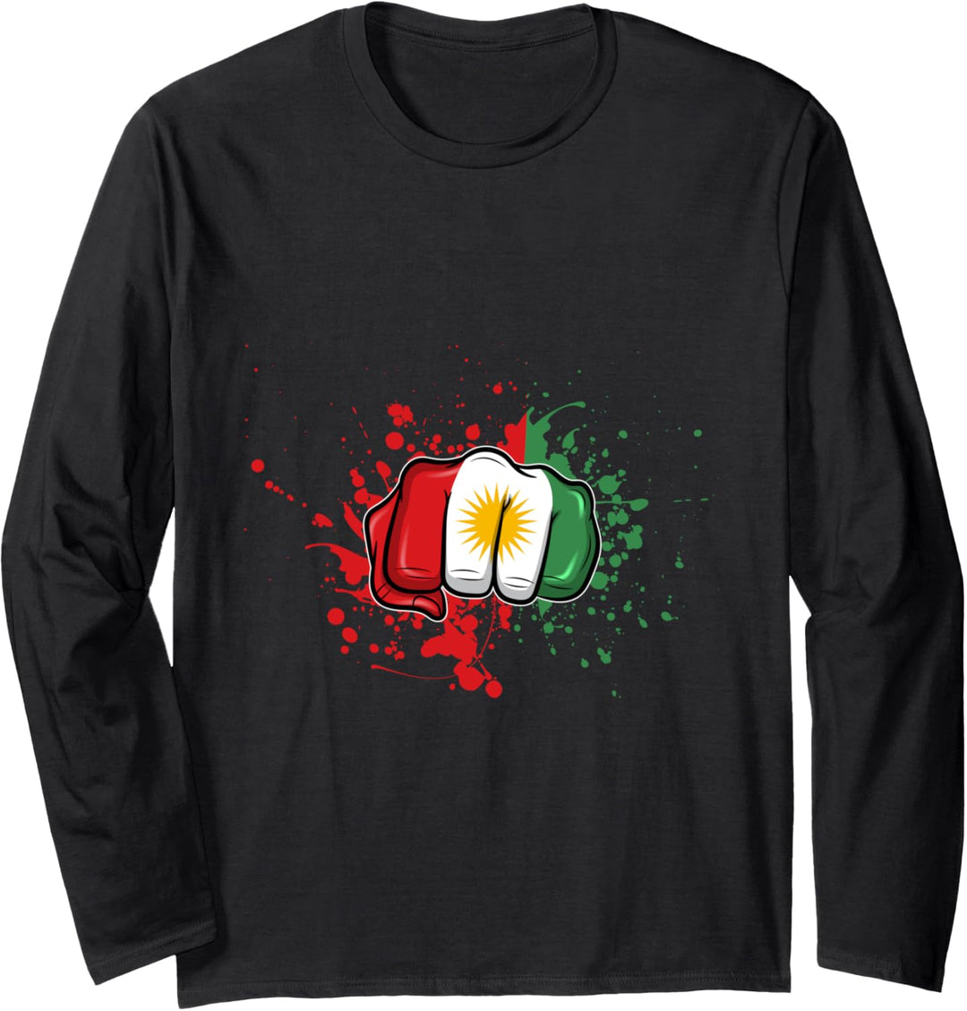Kurdischer Kämpfer Heimat Patriot Flaggen Langarmshirt