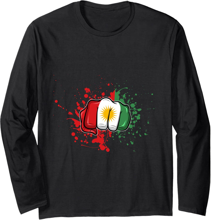 Kurdischer Kämpfer Heimat Patriot Flaggen Langarmshirt
