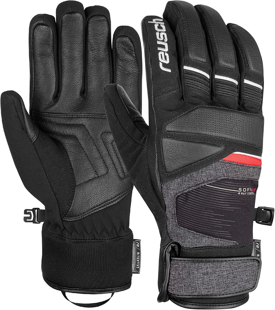 Reusch Herren Storm R-tex Xt Handschuhe 8 black / black melange / fire red, 8 black / black melange