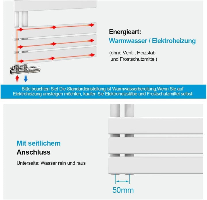 Heilmetz Badheizkörper Weiss Handtuchtrockner Heizung 600 x 1385 mm Bad Heizkörper Handtuchheizkörpe