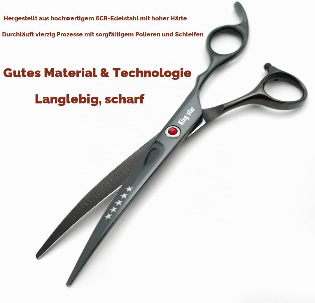 7.0in Titanium Black Professional Pet Grooming Scissors Set,Straight &amp; Thinning &amp; Curved Scissors 4p