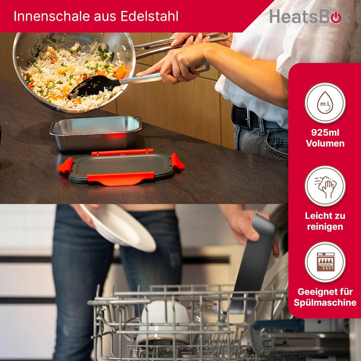 FAITRON HeatsBox Style, Thermobehälter für Essen, Elektrische Lunchbox für Jung und Alt, Auslaufsich
