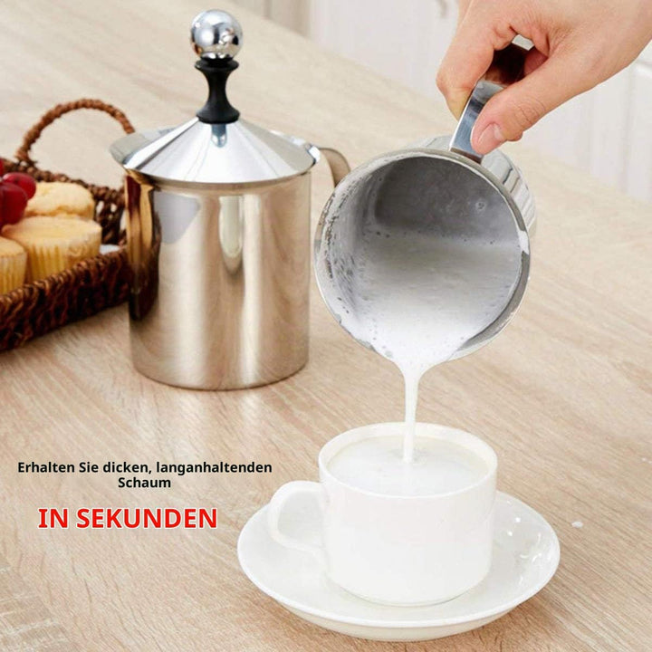 Lychee 800ML Milchaufschaeumer,Edelstahl Double Mesh Milchaufschäumer mit Doppel Mesh, Milchaufschäu