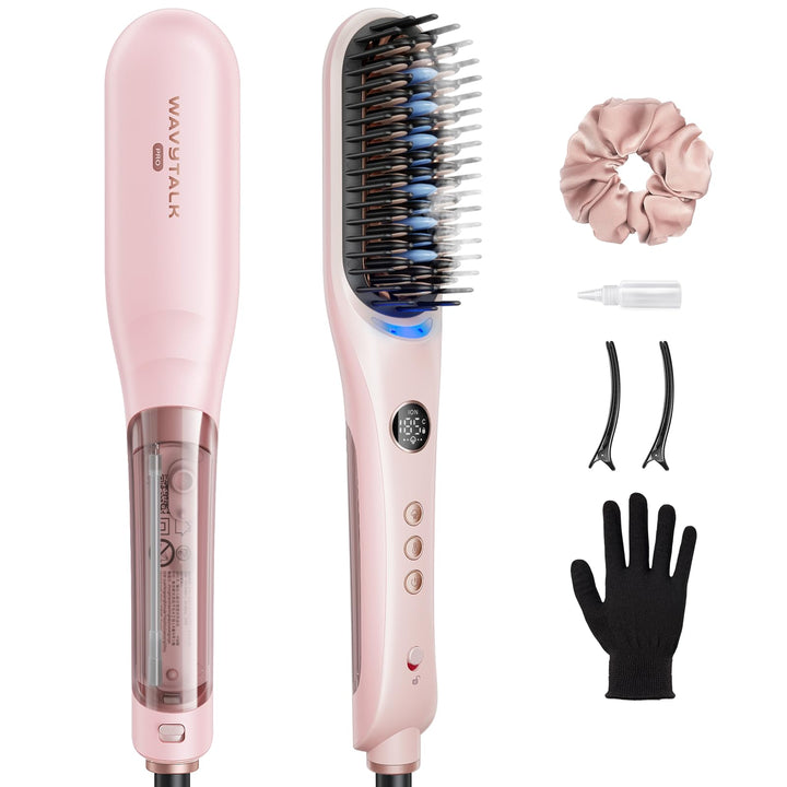 Wavytalk Glättbürste Steambrush Pro, 4-in-1 Dampf Haarglätter Bürste mit ionen technologie, doppelte