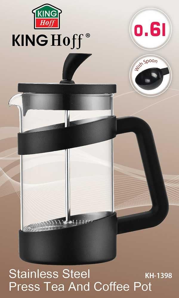 Edelstahl Press Teeblätter und Kaffeekanne 600ml KINGHOFF KH-1398