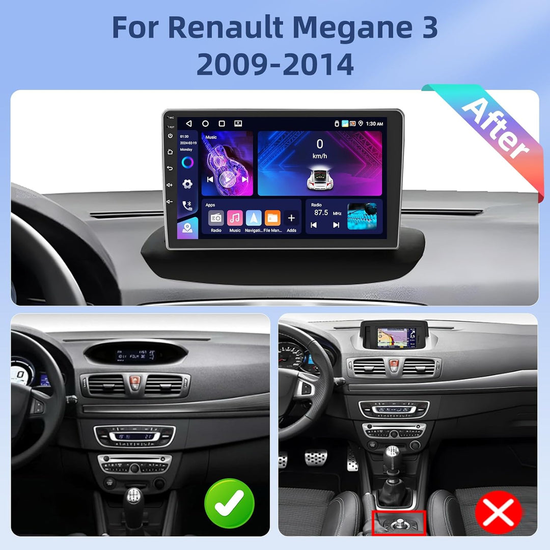 Hikity [4+64GB] Android 15 Autoradio CarPlay Android Auto Wireless für Renault Megane 3 2009-2014 Ra