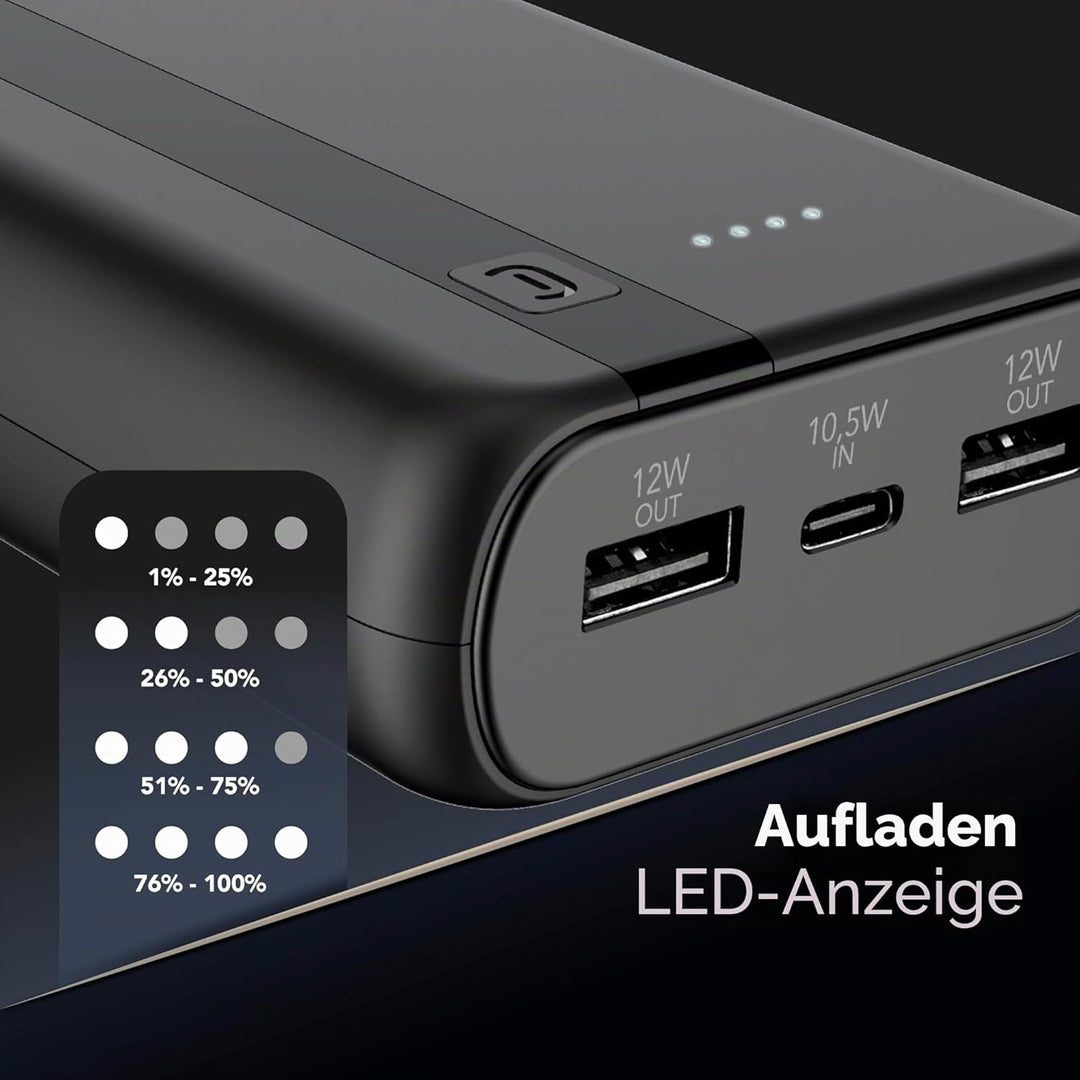 Cellularline - Power Bank 20000 - Kapazität: 20.000mAh - Input: 1xUSB-C 10.5W - Output: 1xUSB 12W -