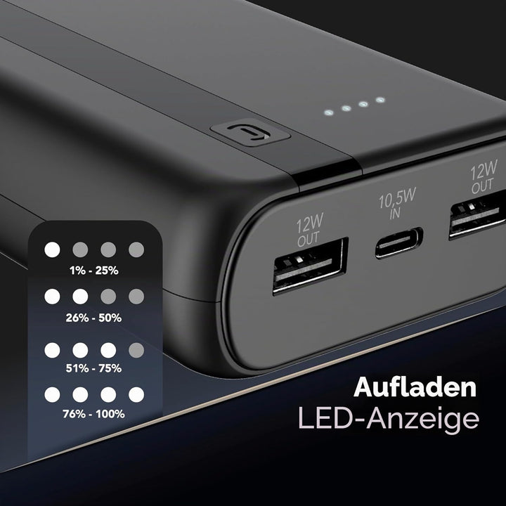 Cellularline - Power Bank 20000 - Kapazität: 20.000mAh - Input: 1xUSB-C 10.5W - Output: 1xUSB 12W -