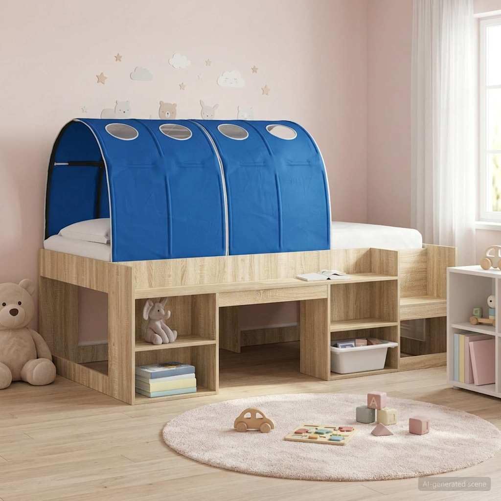 Bettunnel 2 Stück Blau 211 x 67,5 x 2 cm Polyester für Kingsize-Bett, zubehör Ersatzteil, rutschfest