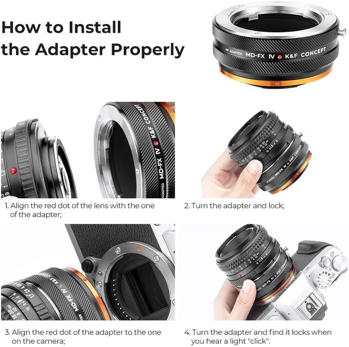 K&F Concept MD-FX IV PRO Objektivadapter mit Blendenring, kompatibel mit Objektiven der Minolta MD-S