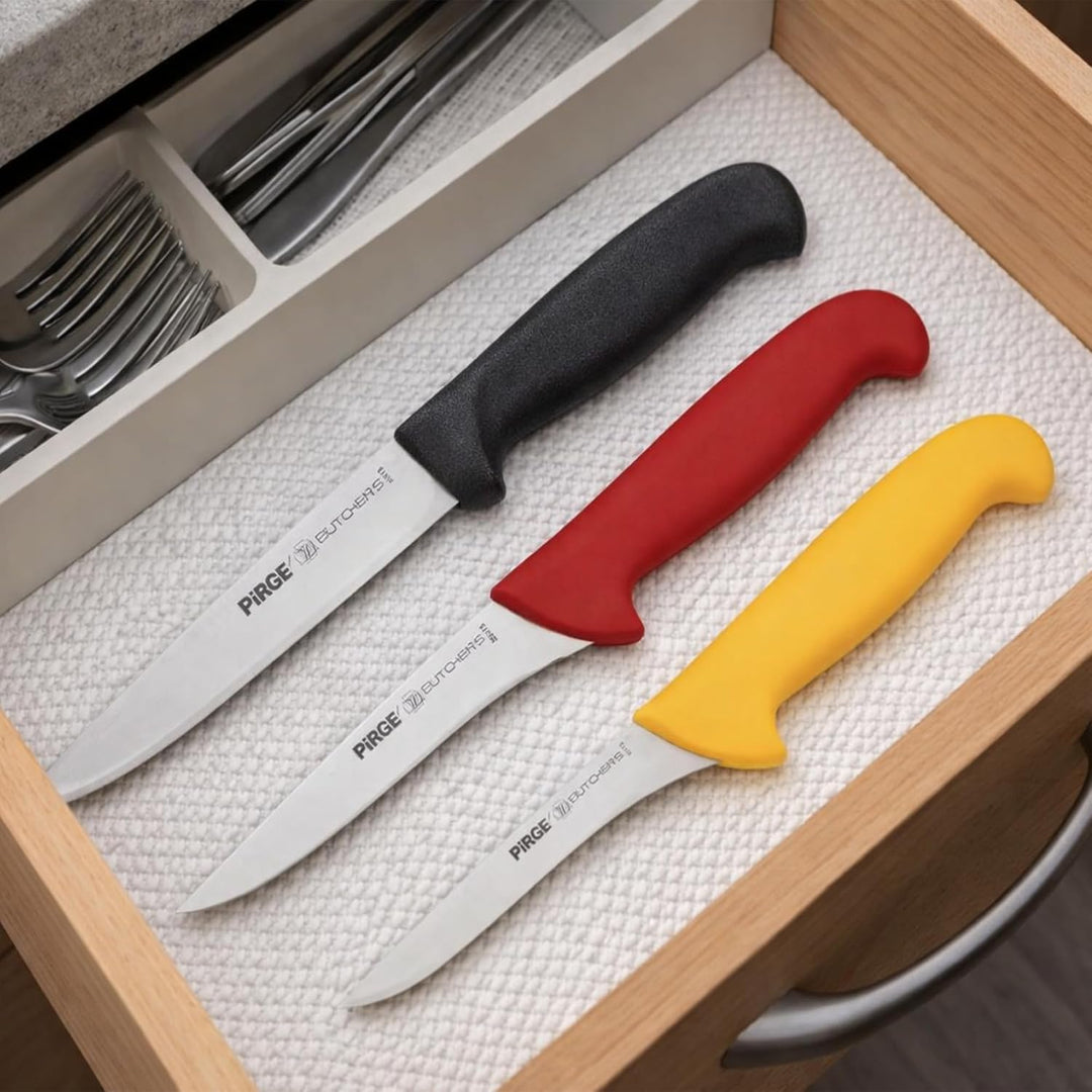 Pirge Butcher's Ausbeinmesser Profi Messer Set 3 TLG - 15 cm und 12,5 cm und 10 cm Ausbeinmesser Set