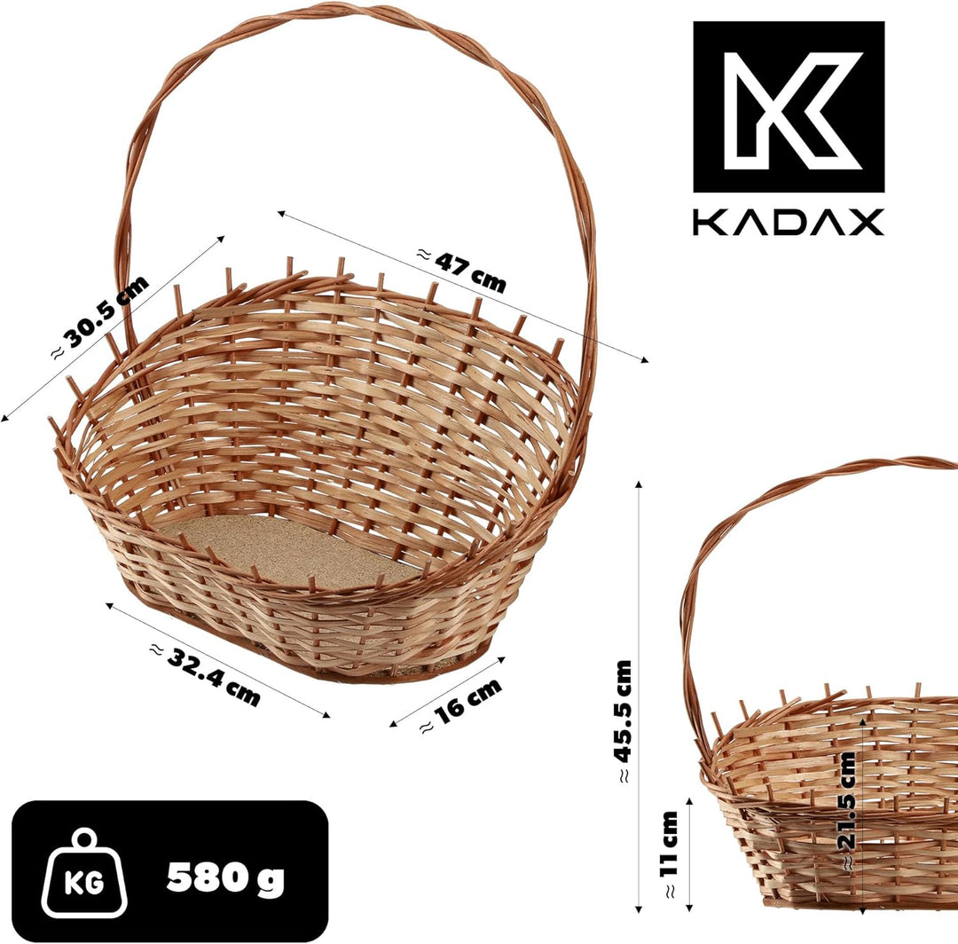 KADAX Geschenkkorb, Universeller Weidenkorb, Hochwertiger Henkelkorb, Flaschenkorb, Süssigkeitenkorb